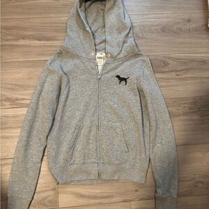 Victoria's Secret PINK Gray Zip-Up Hoodie LIMITED EDITION PRINT